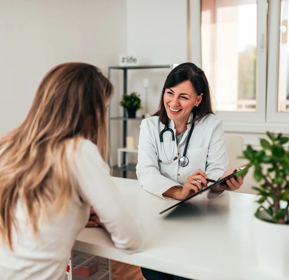 Woman talking with her doctor